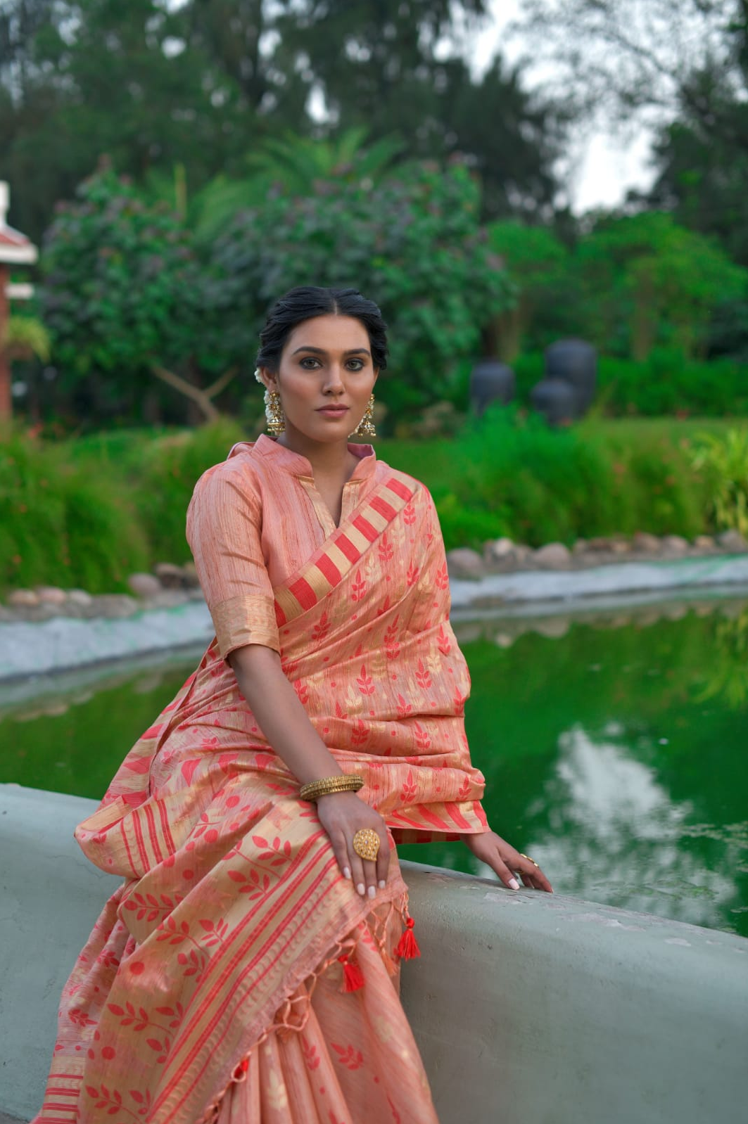 Pure Tussar Silk Jamdani Weaving Saree