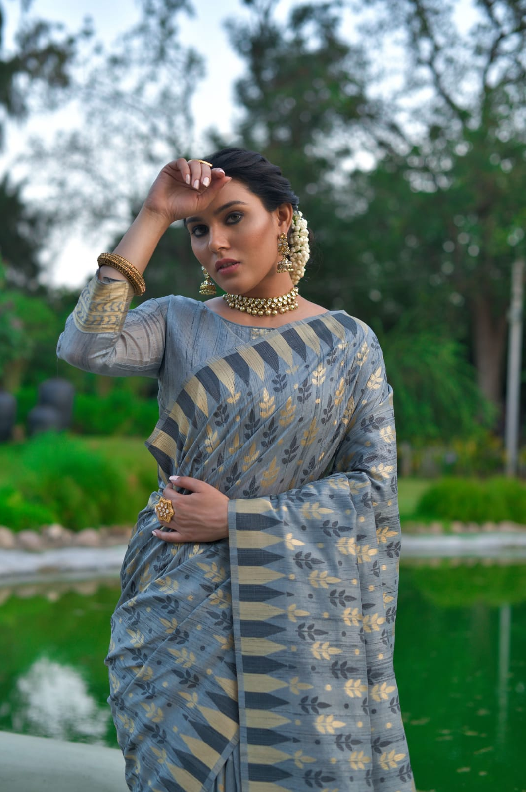 Pure Tussar Silk Jamdani Weaving Saree