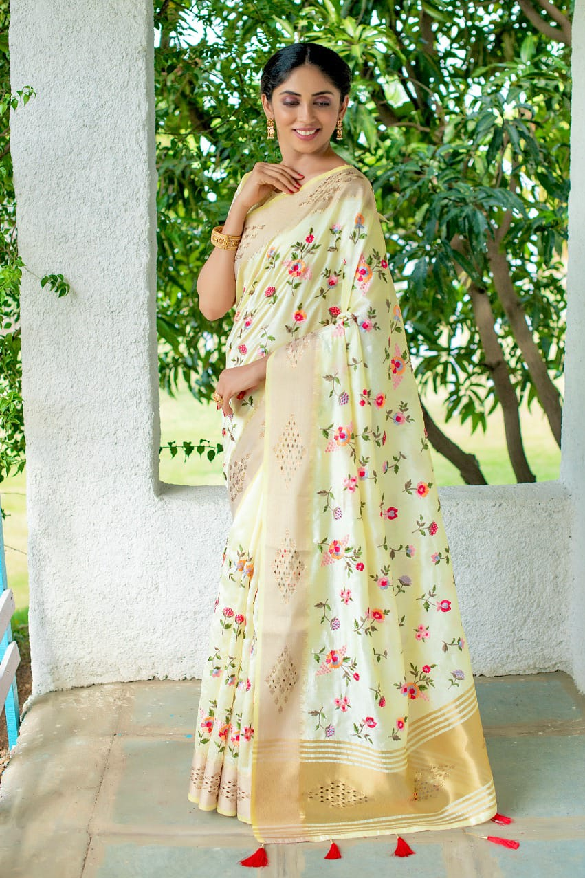 Mysore Silk Embroidered Cutwork Saree
