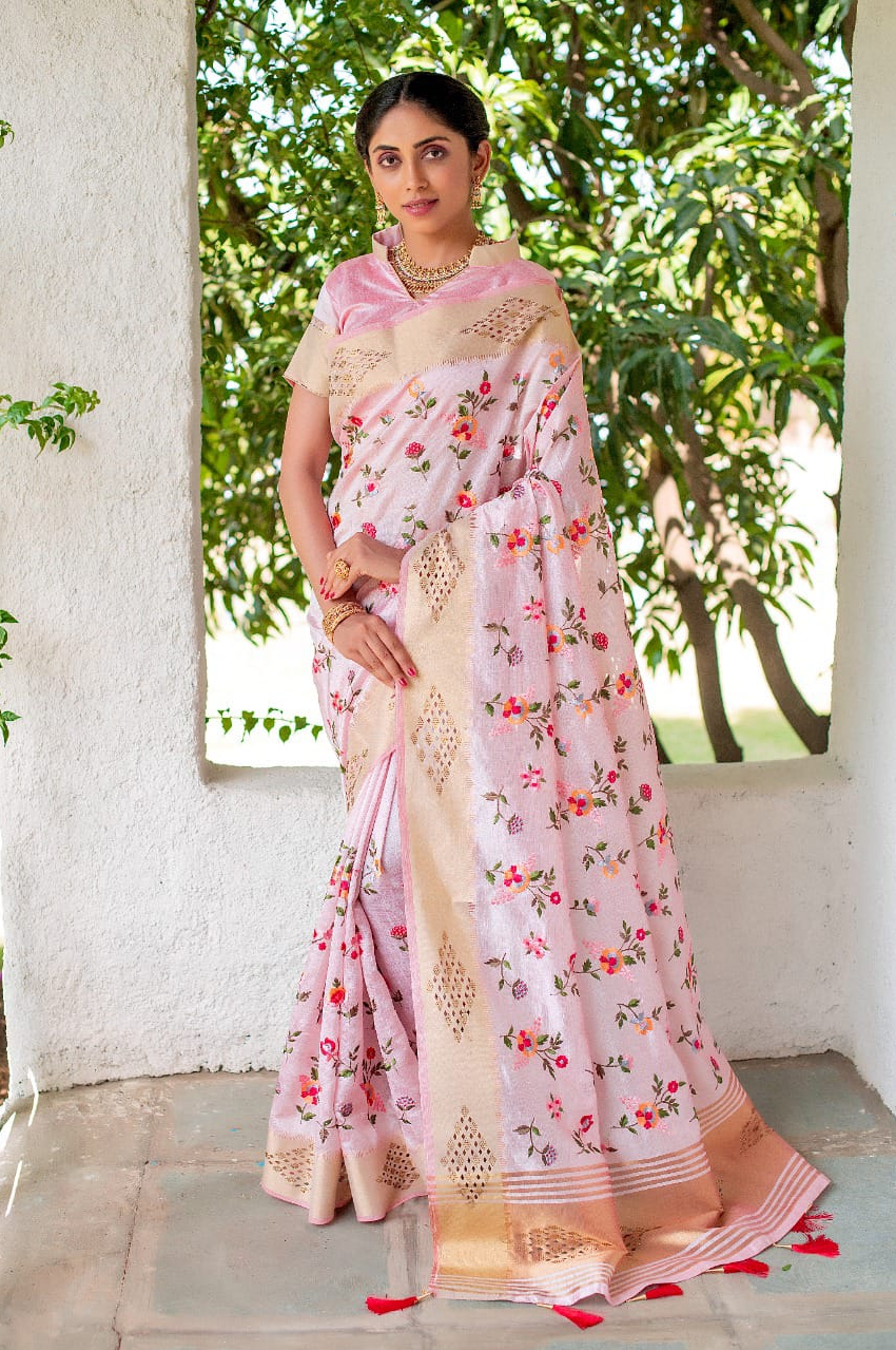Mysore Silk Embroidered Cutwork Saree