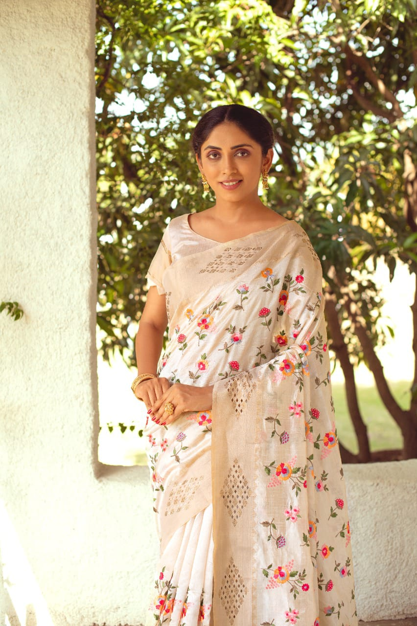 Mysore Silk Embroidered Cutwork Saree