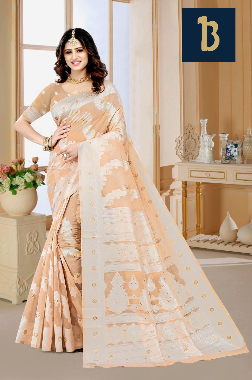 Organza Silk Jacquard Silver Zari Weaved Saree