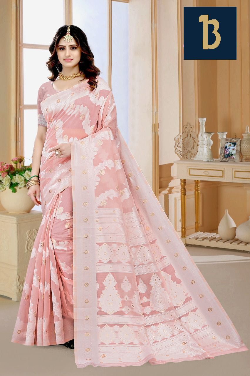 Organza Silk Jacquard Silver Zari Weaved Saree