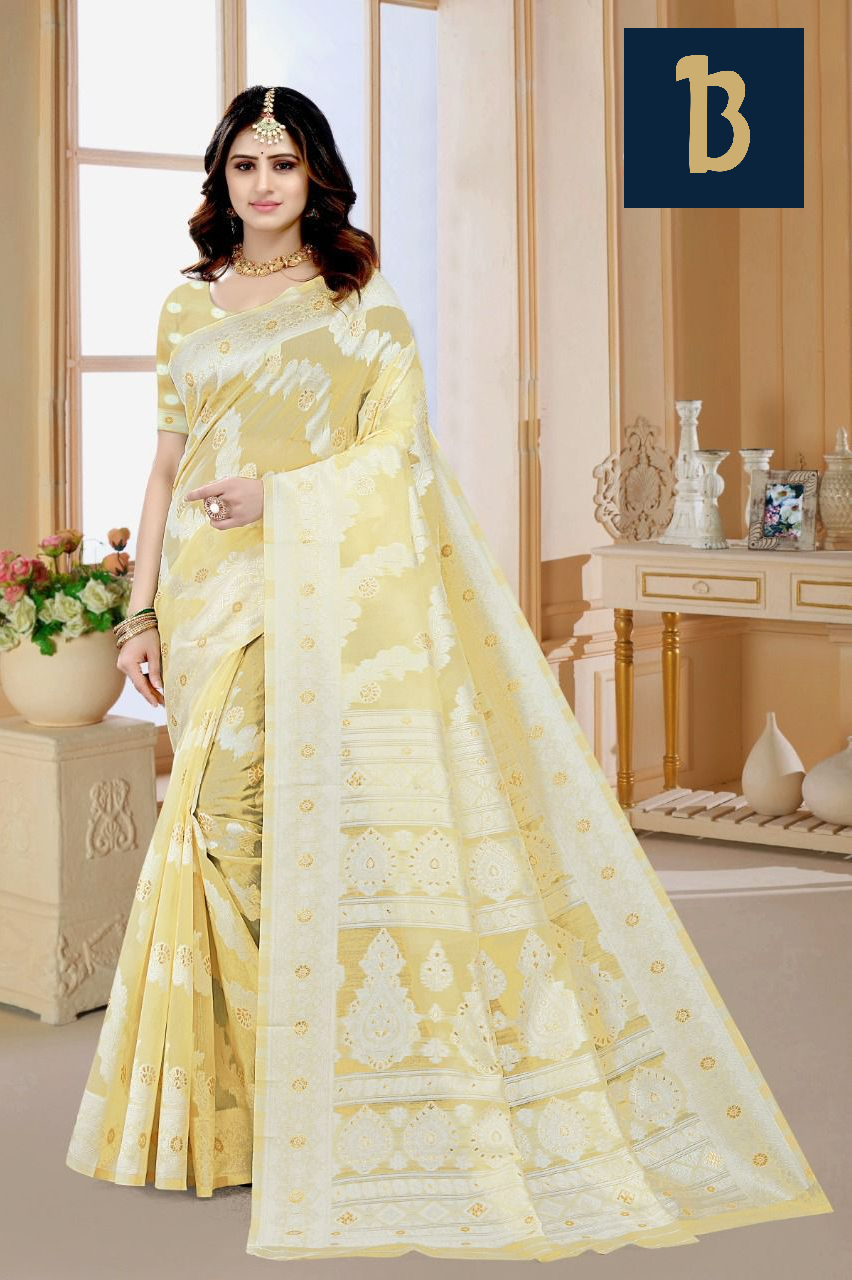 Organza Silk Jacquard Silver Zari Weaved Saree