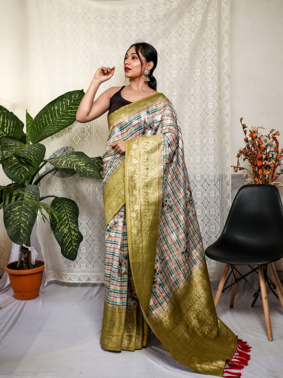 Pure Mushroom Silk Zari Weaving Saree
