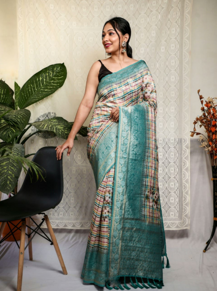 Image of Pure Mushroom Silk Zari Weaving Saree