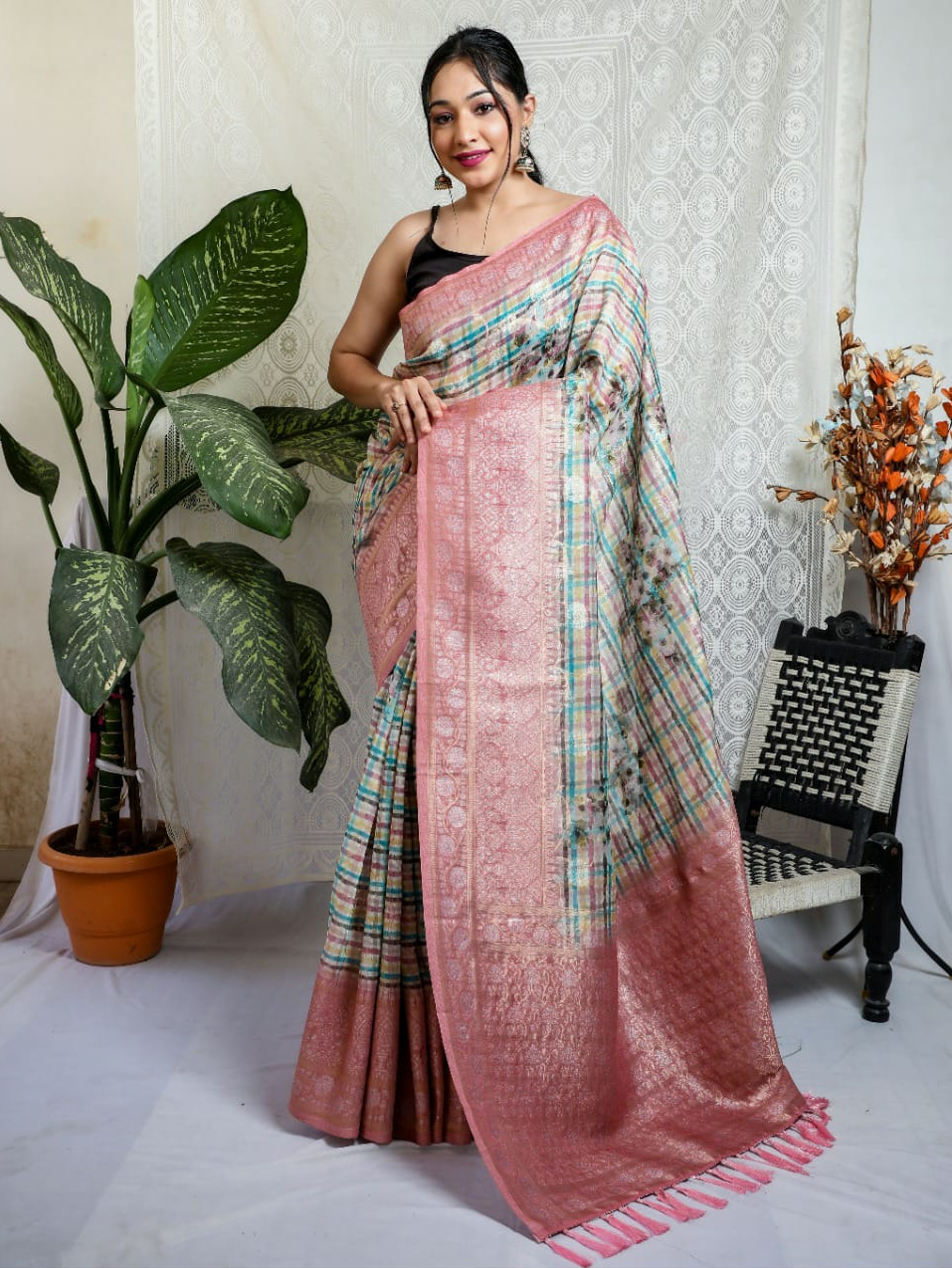 Pure Mushroom Silk Zari Weaving Saree