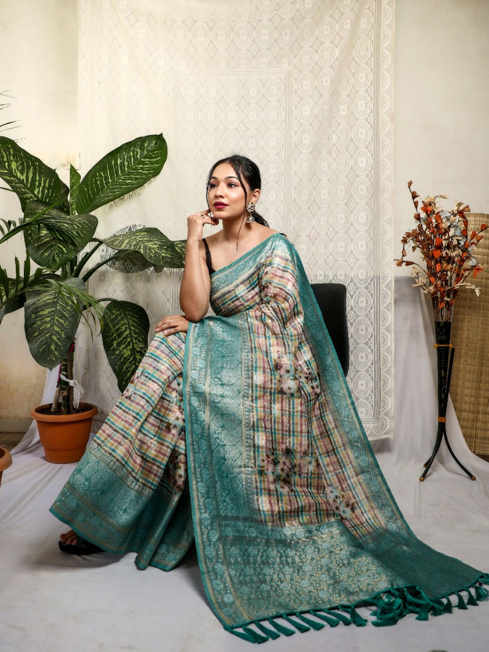 Pure Mushroom Silk Zari Weaving Saree