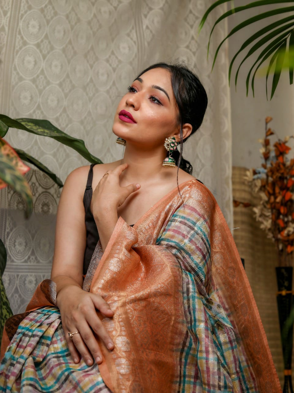 Pure Mushroom Silk Zari Weaving Saree