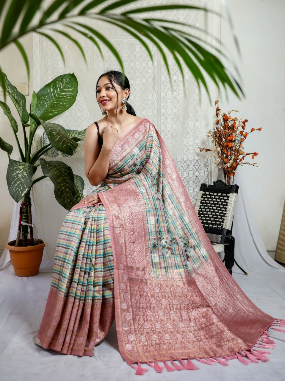 Pure Mushroom Silk Zari Weaving Saree