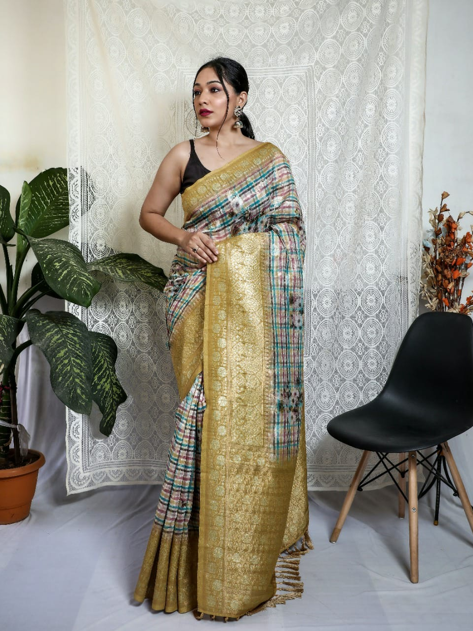 Pure Mushroom Silk Zari Weaving Saree