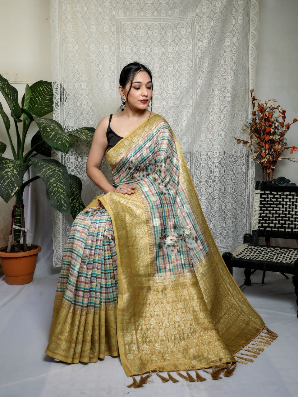 Pure Mushroom Silk Zari Weaving Saree