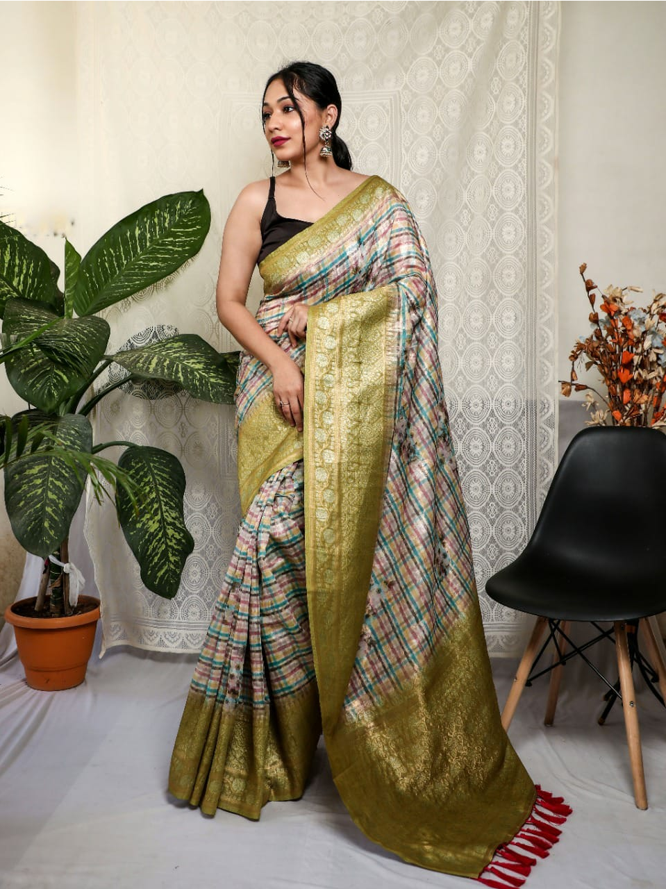 Pure Mushroom Silk Zari Weaving Saree