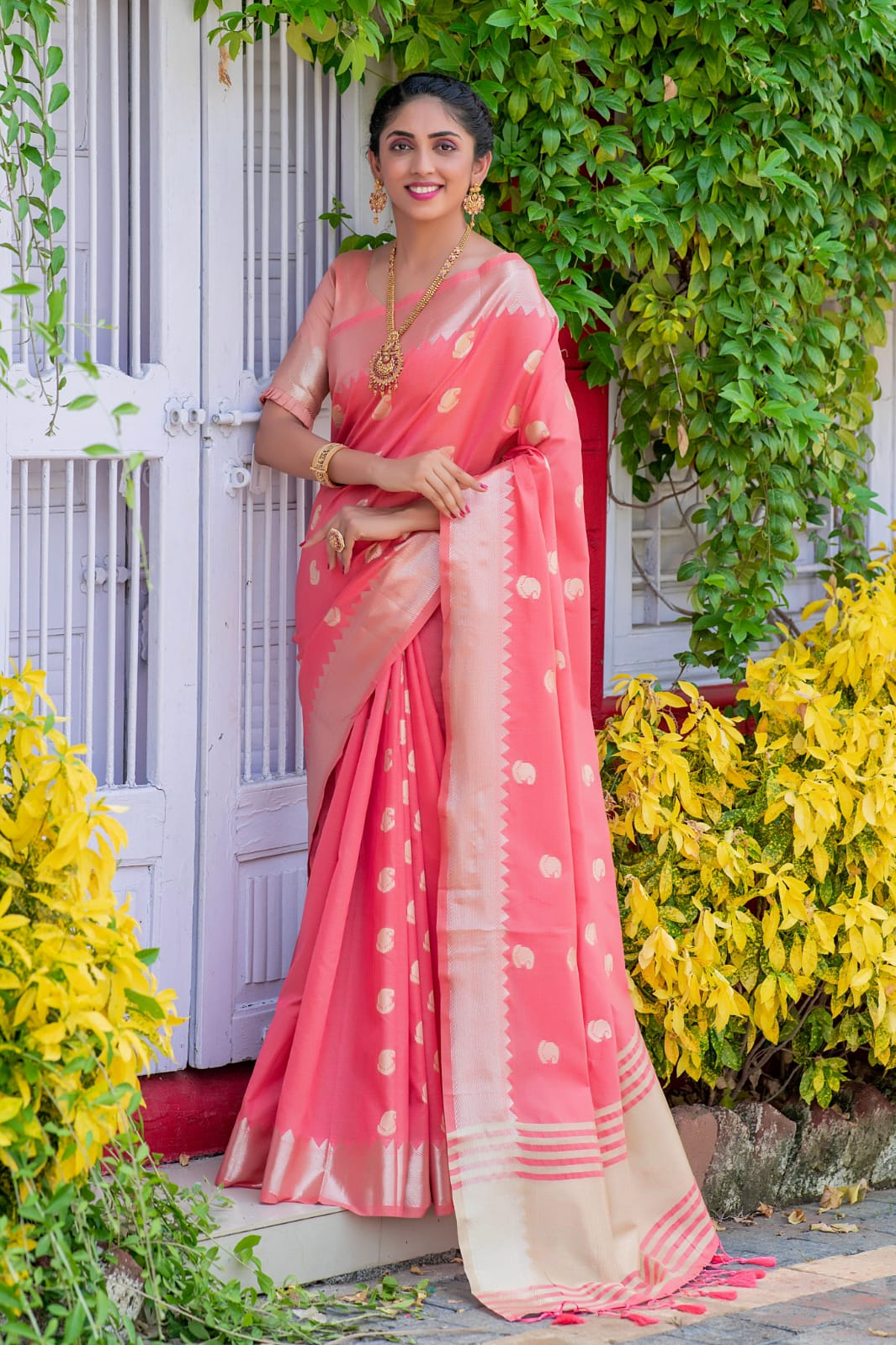Pure Cotton Silk Zari Weaves Butties Saree
