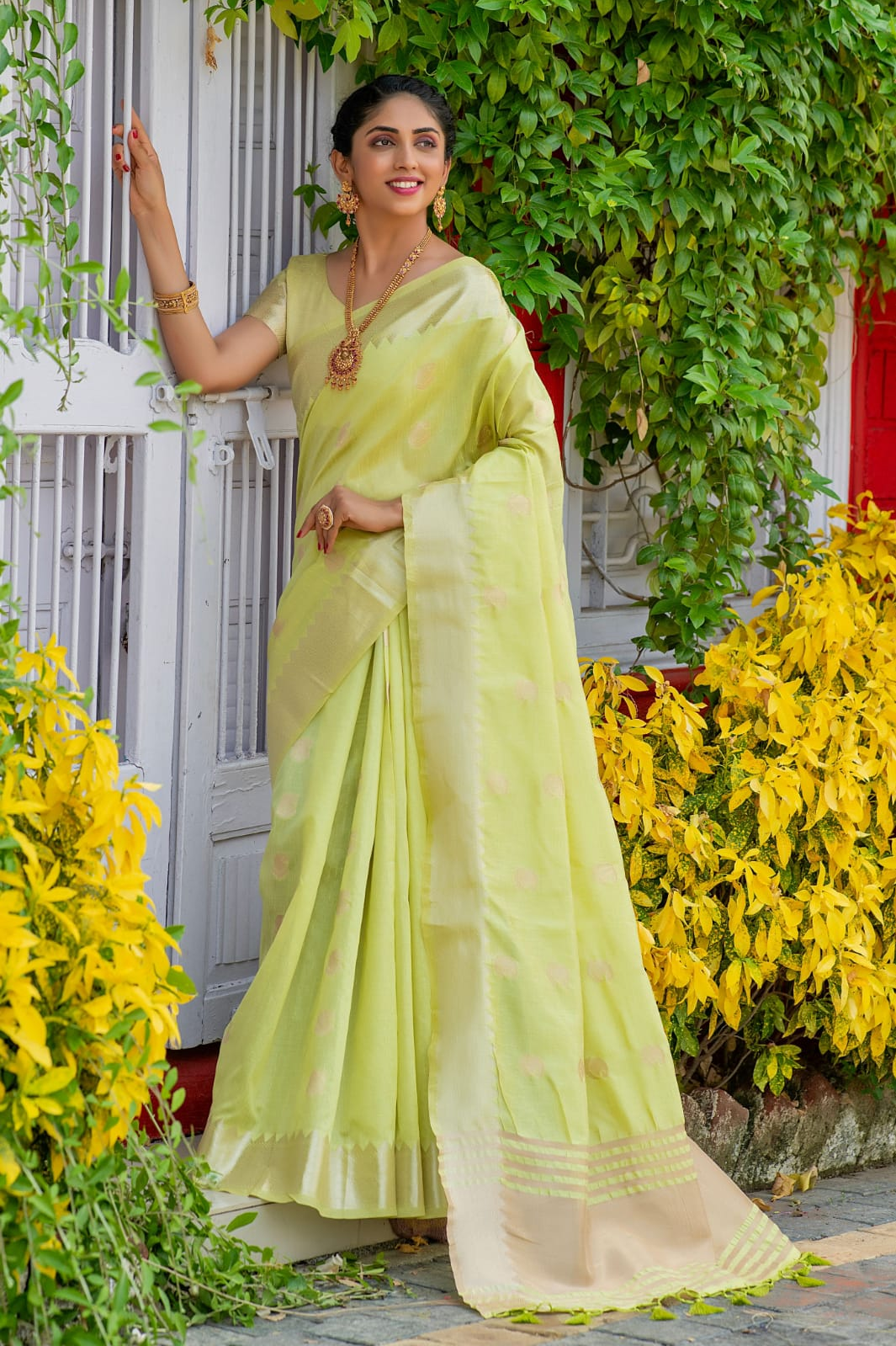 Pure Cotton Silk Zari Weaves Butties Saree