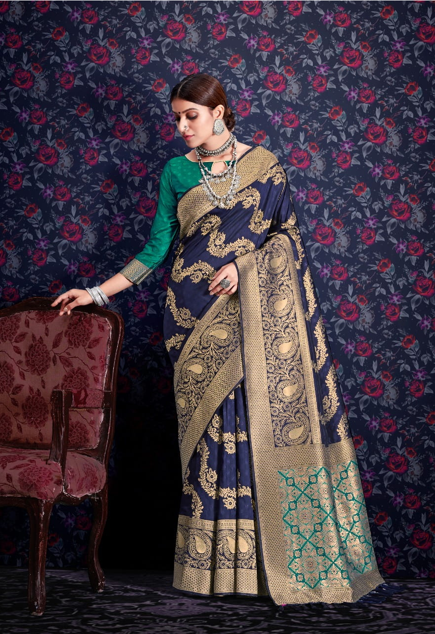 Pure Banarasi Silk Weaving Leheriya Zari Weaving Saree