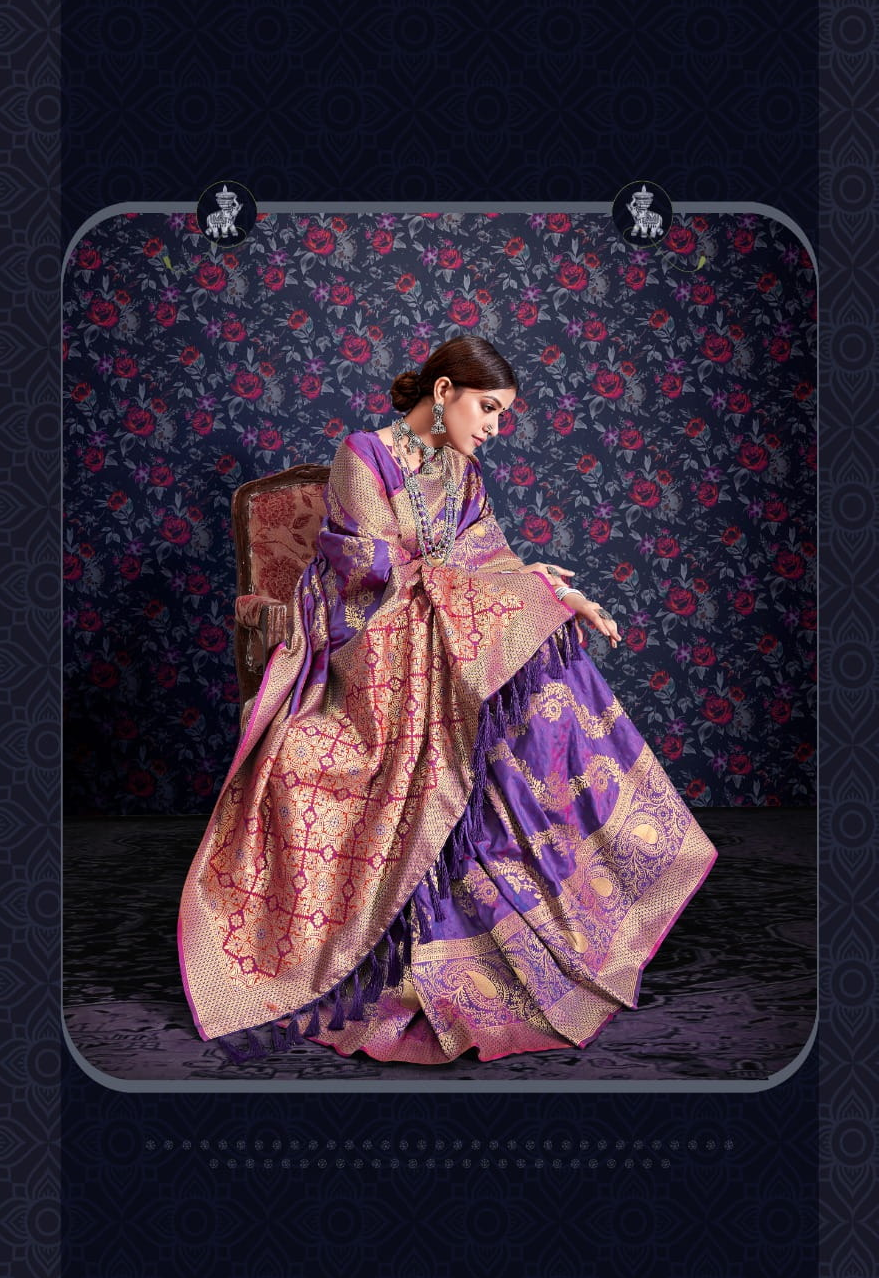 Pure Banarasi Silk Weaving Leheriya Zari Weaving Saree