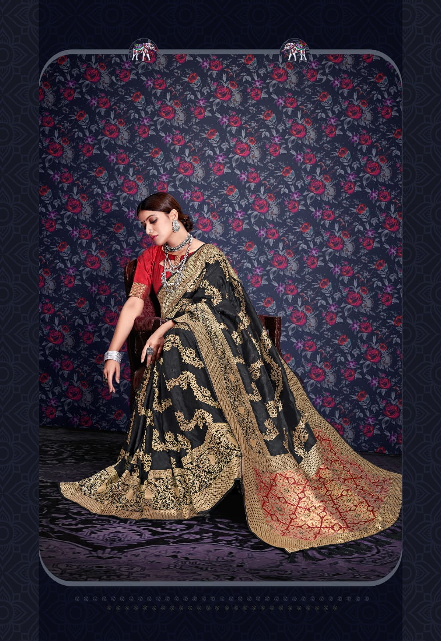 Pure Banarasi Silk Weaving Leheriya Zari Weaving Saree