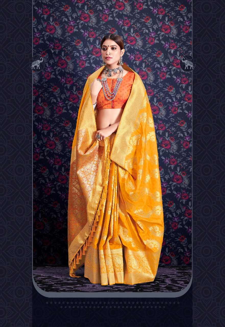 Pure Banarasi Silk Weaving Leheriya Zari Weaving Saree
