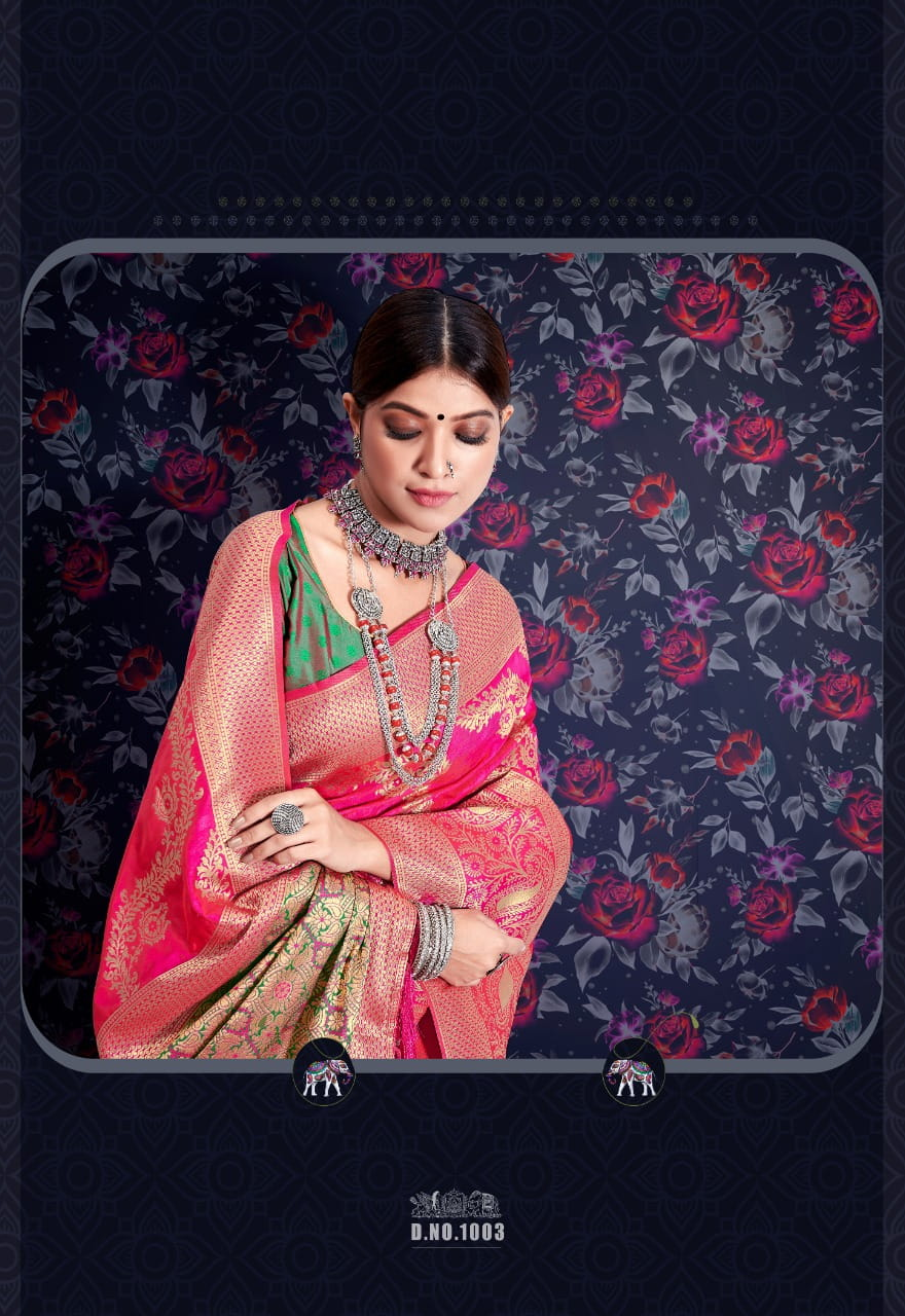 Pure Banarasi Silk Weaving Leheriya Zari Weaving Saree