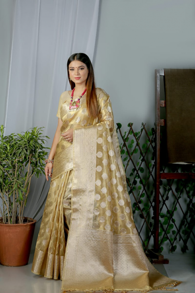 Image of Pure Kasab Tissue Silk Zari Weaved Saree
