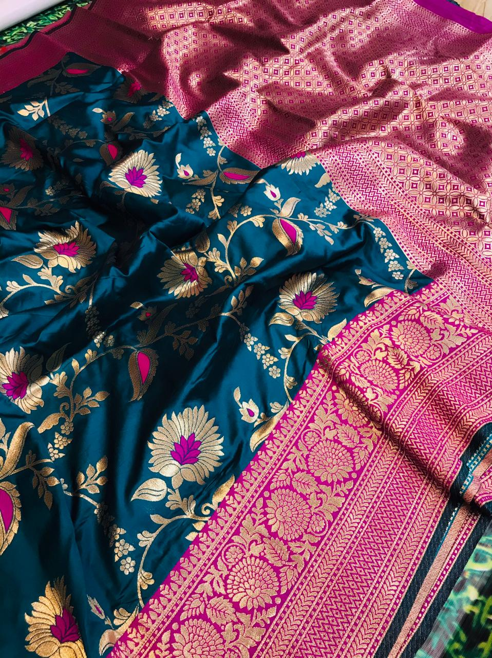 Pure Kanchipuram Silk All Over Zari Weaved Handloom Saree