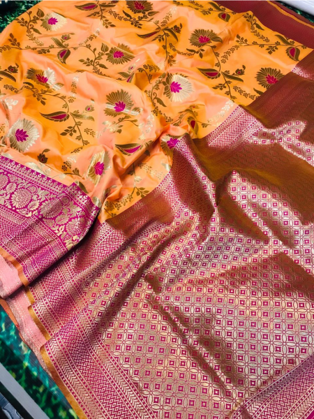Image of Pure Kanchipuram Silk All Over Zari Weaved Handloom Saree