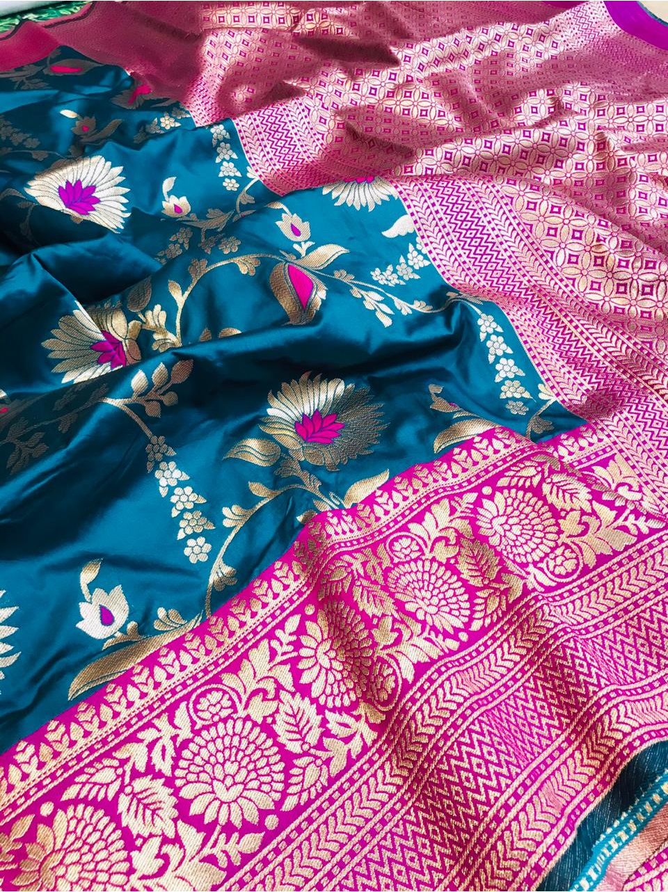 Pure Kanchipuram Silk All Over Zari Weaved Handloom Saree