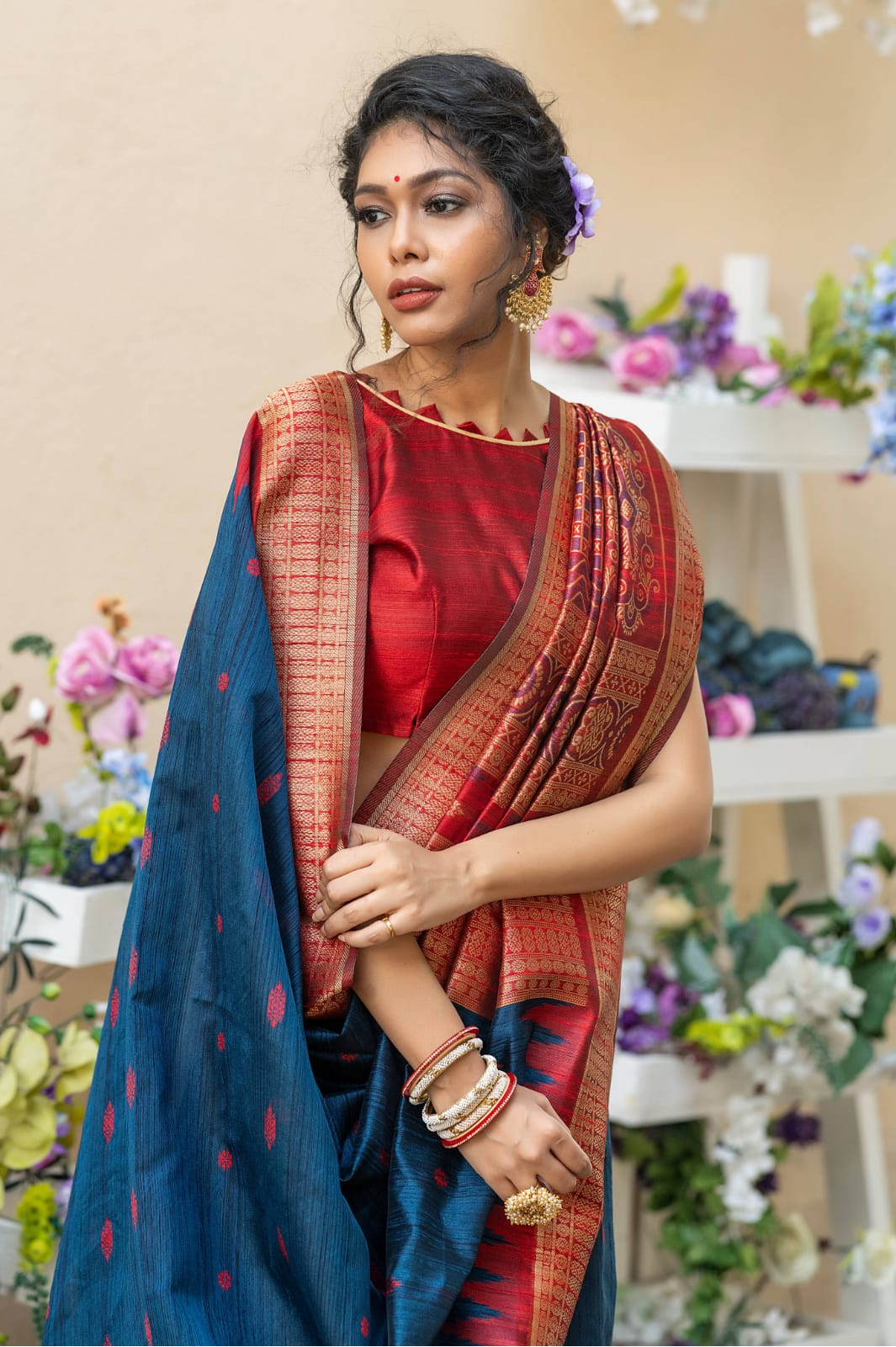 Pure Tussar Silk Zari Weaving Rich Pallu Temple Border Saree