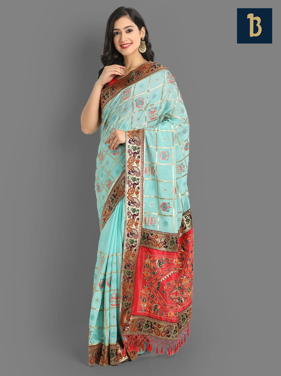 Soft Chinon Silk Embroidery Diamond Work Saree