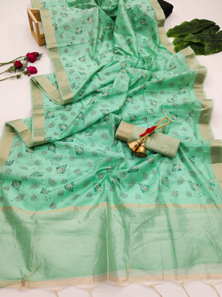 Image of Pure Soft Jenny Silk Weaving Hand Print Saree