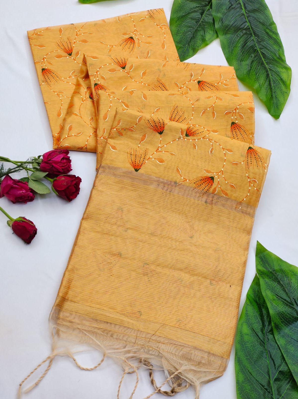Pure Soft Jenny Silk Weaving Hand Print Saree