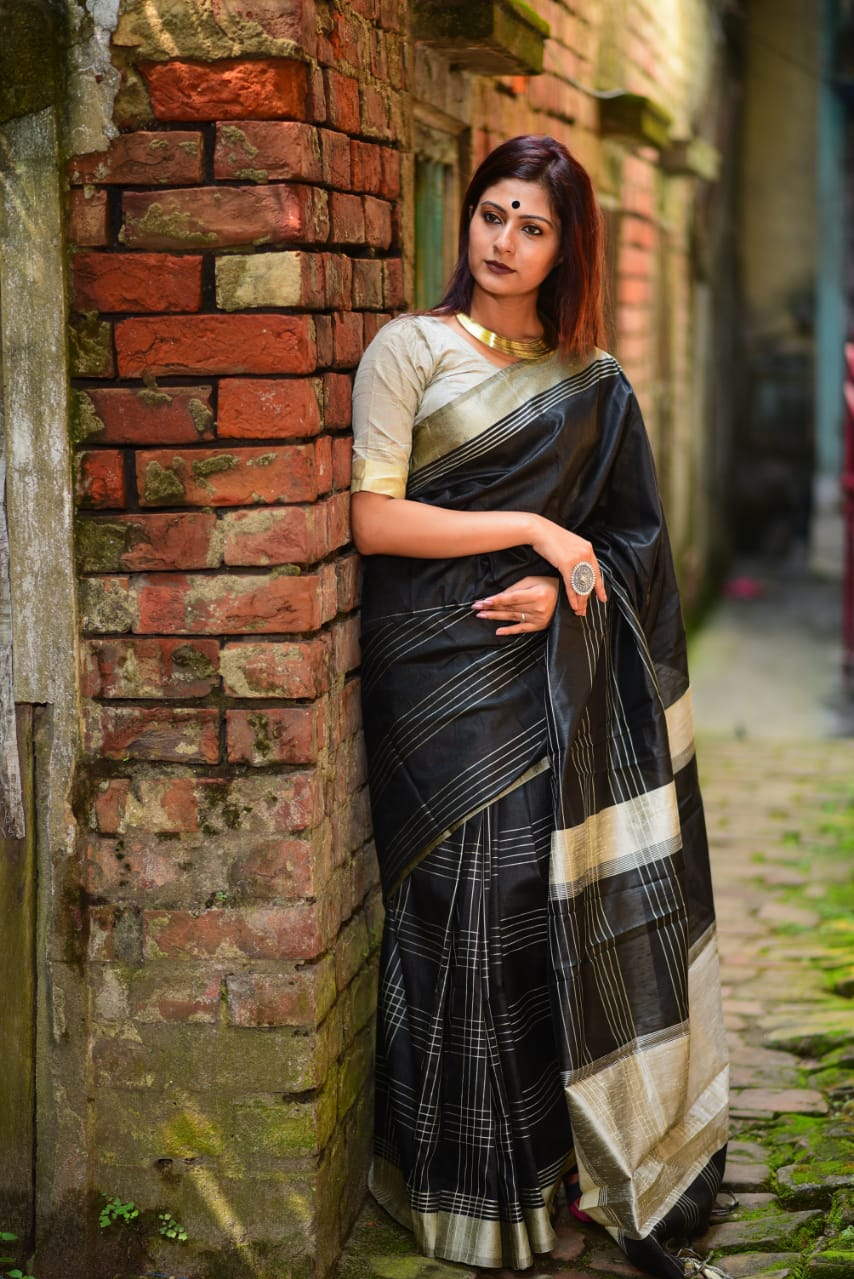 Cotton Silk Check Lining Pallu Saree