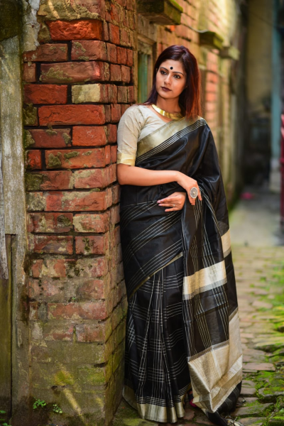 Image of Cotton Silk Check Lining Pallu Saree