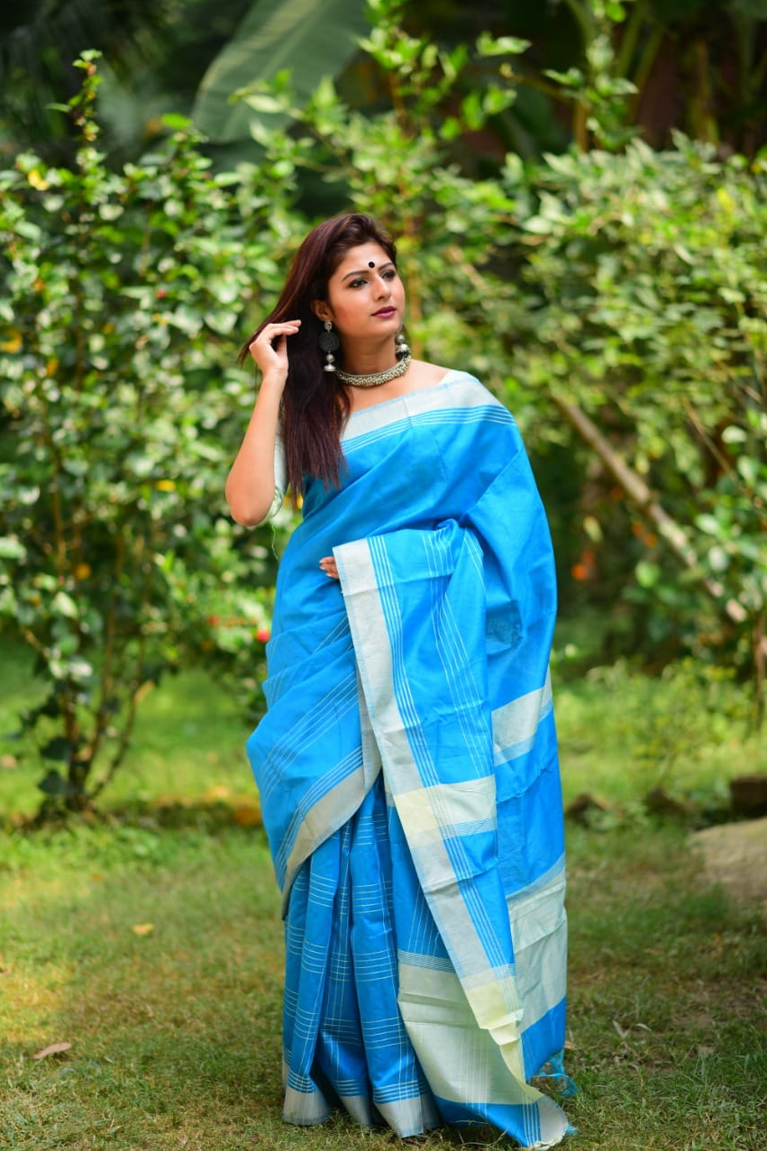 Cotton Silk Check Lining Pallu Saree