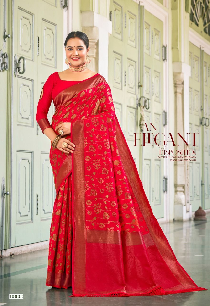 Banarasi Silk Saree All Over Zari Jaal Work Weaved