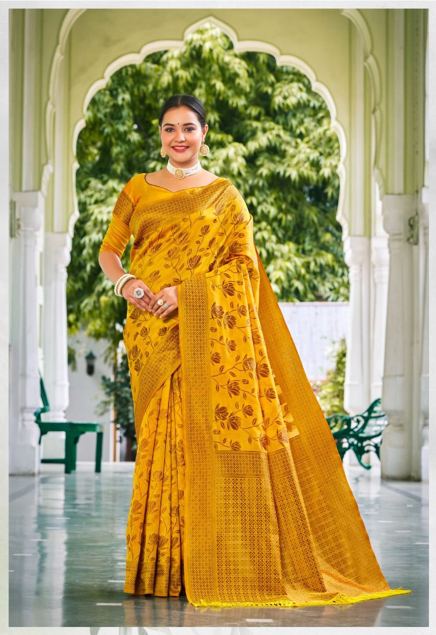 Banarasi Silk Saree All Over Zari Jaal Work Weaved