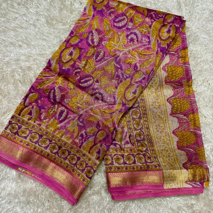 ARUNIMA-Maheshwari Silk Cotton Saree Handblock Prints