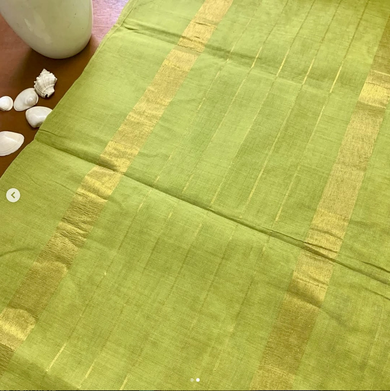 Parijat Venkatagiri Handwoven Cotton Saree in Parrot Green