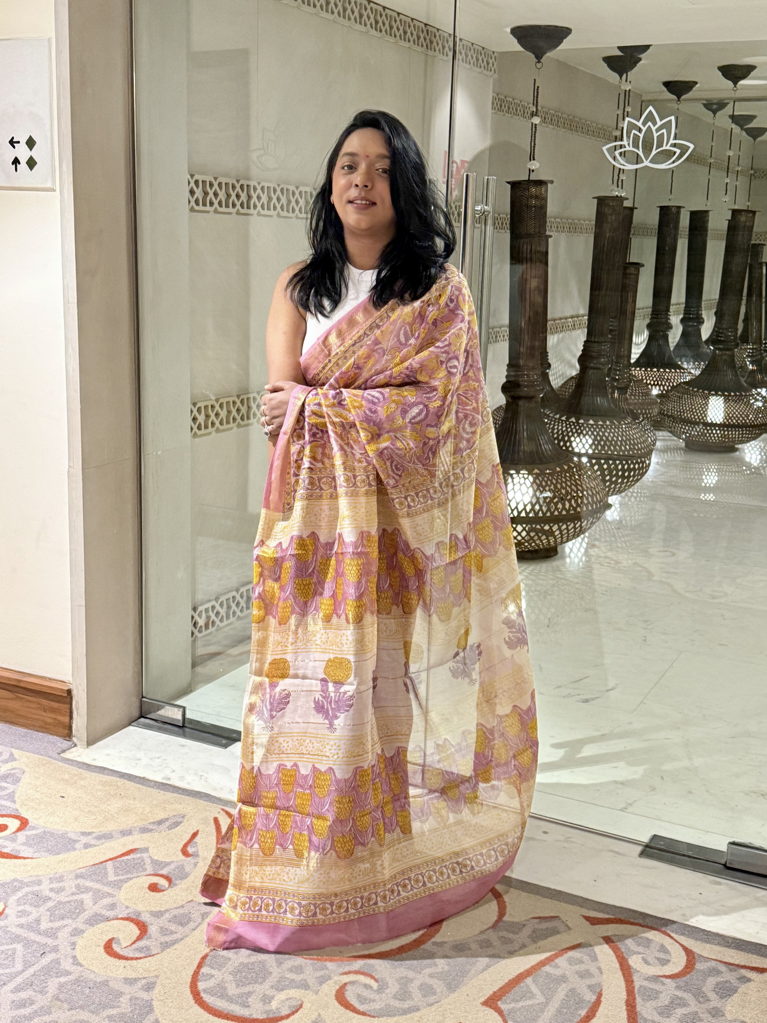 ARUNIMA-Maheshwari Silk Cotton Saree Handblock Prints