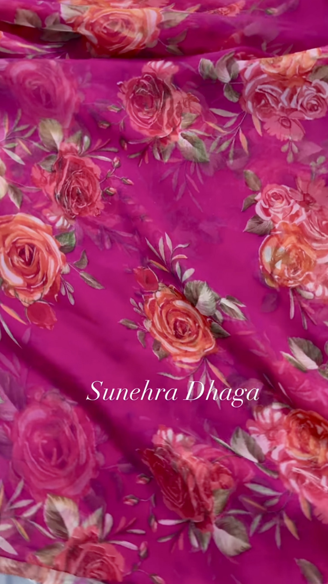 GULABNAMA- Rani Pink Floral Georgette Saree