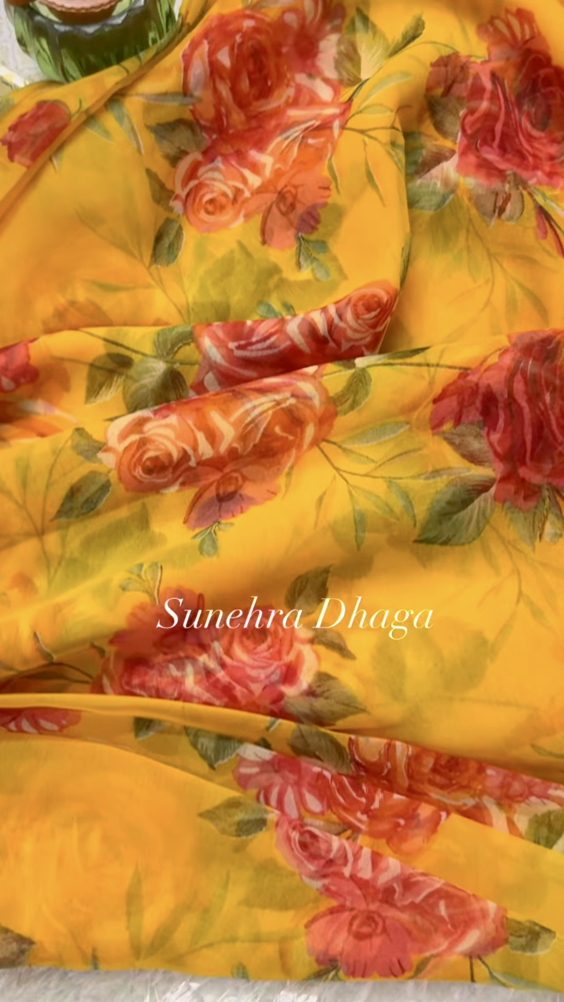 GULBAHAR- Yellow Floral Georgette Saree