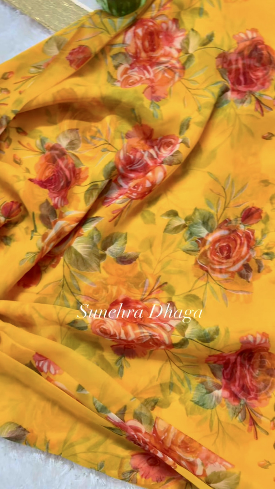 GULBAHAR- Yellow Floral Georgette Saree