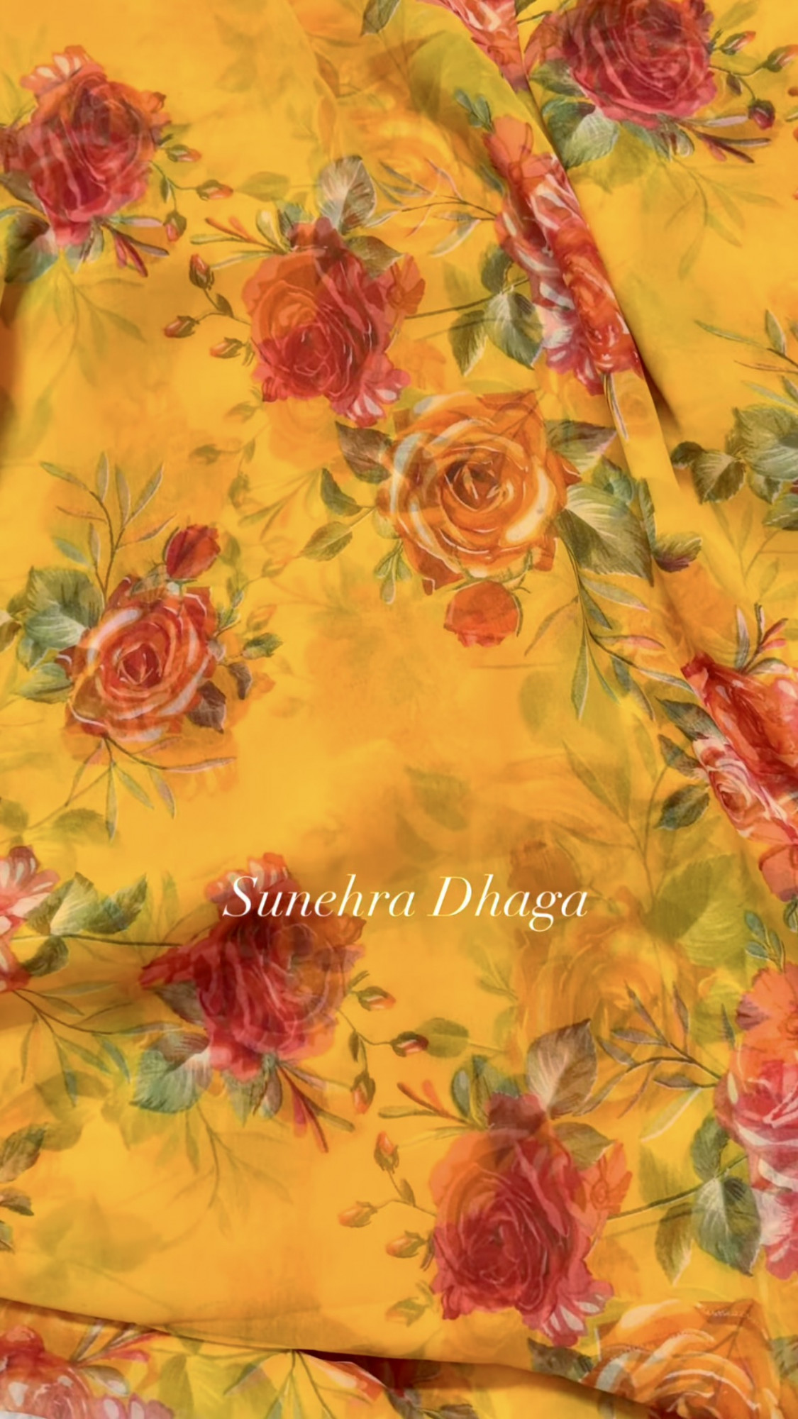 GULBAHAR- Yellow Floral Georgette Saree