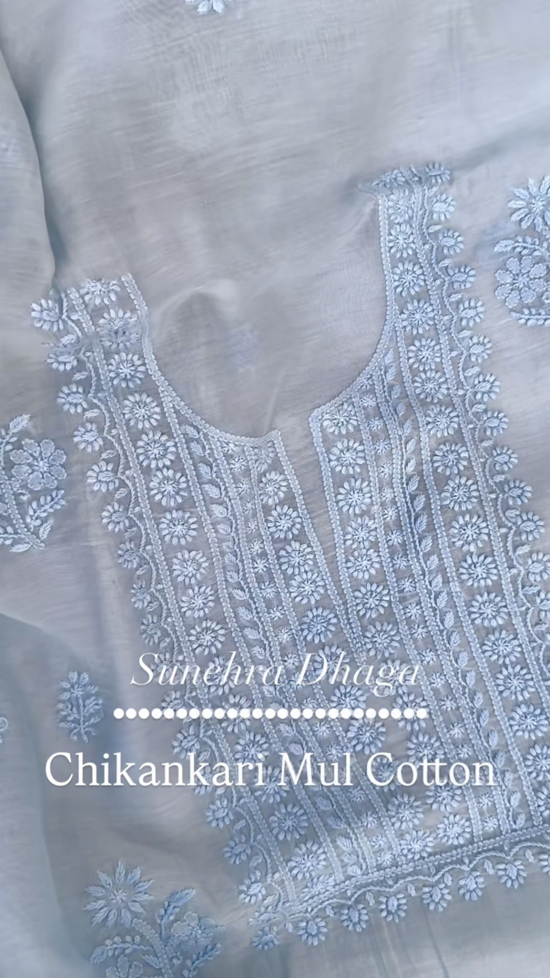 NEEL DHAGE Pure Chikankari Mul Cotton Unstitched Suit Set Powder Blue