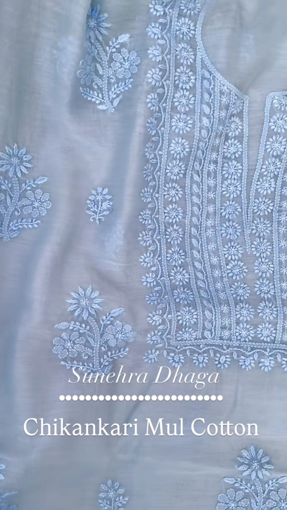 NEEL DHAGE Pure Chikankari Mul Cotton Unstitched Suit Set Powder Blue