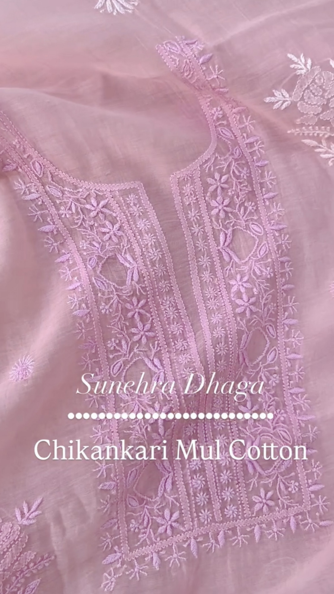 GULAB DHAGE Pure Mul Chikankari Unstitched Suit Set Baby Pink