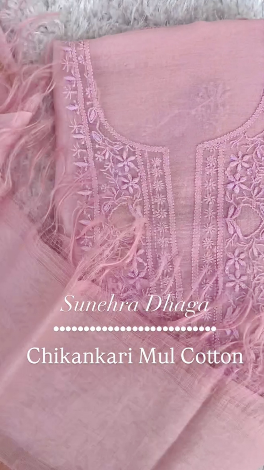 GULAB DHAGE Pure Mul Chikankari Unstitched Suit Set Baby Pink