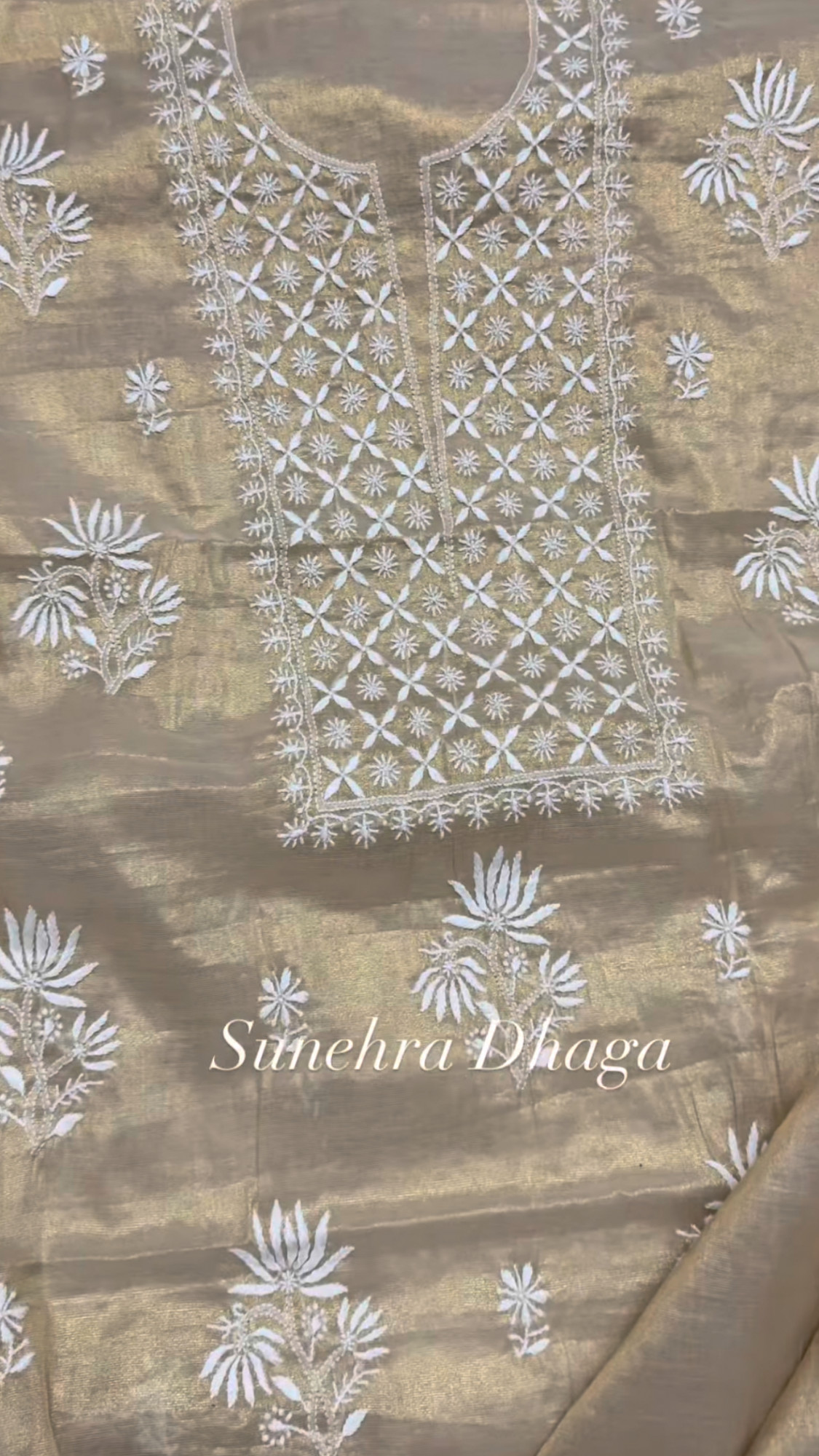 RESHAM SAAZ-UNSTITCHED CHIKANKARI KURTA DUPATTA SET