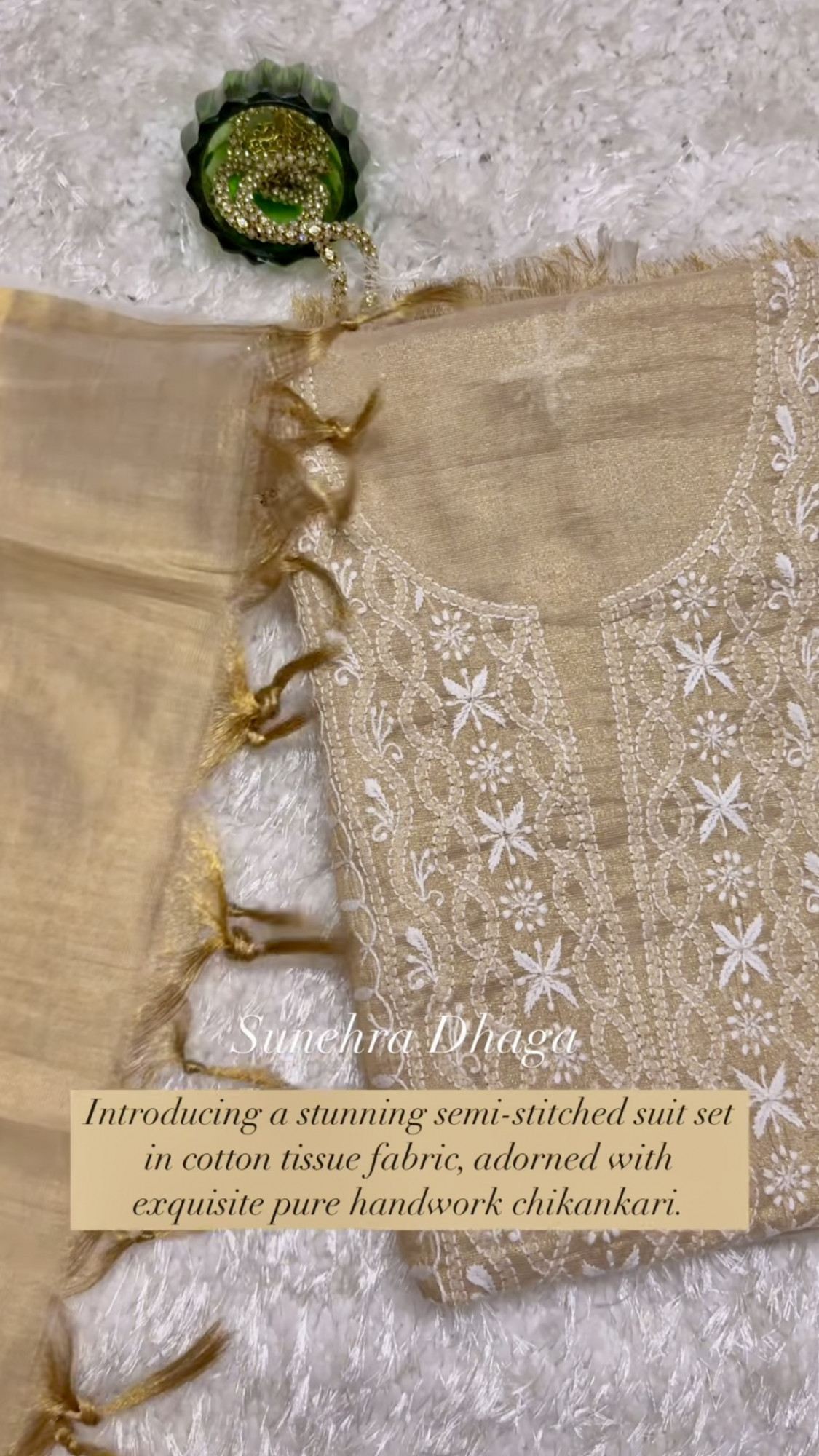 RESHAM ROSHNI- UNSTITCHED CHIKANKARI KURTA DUPATTA SET